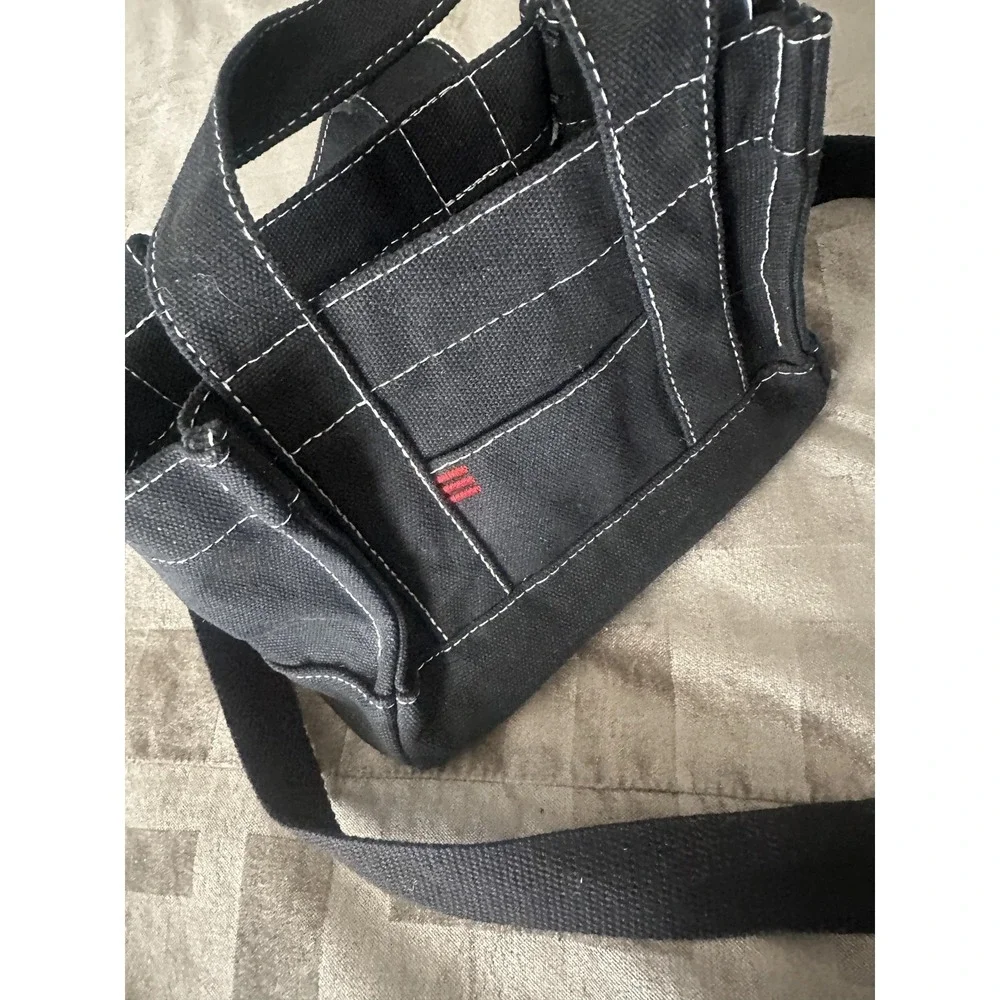 Urban Outfitters BDG Mini‎ Canvas Tote Bag Black White Stitching Crossbody